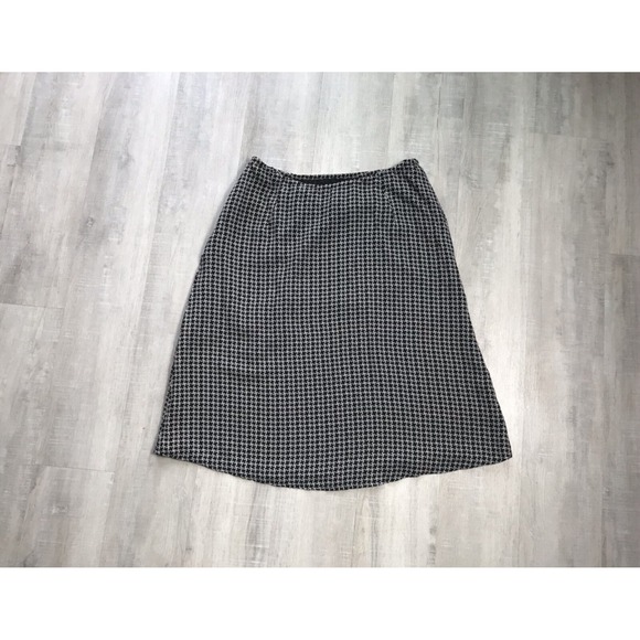 Talbots Womans Size 8 100% Pure Silk A-Line Skirt Lined Side Zip Black, White - Picture 5 of 12